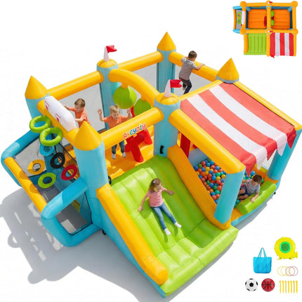 AKEYDIY Bounce House, Inflatable Obstacle Course Bouncy House with Blower for Big Kids 3-12 Akeydiy