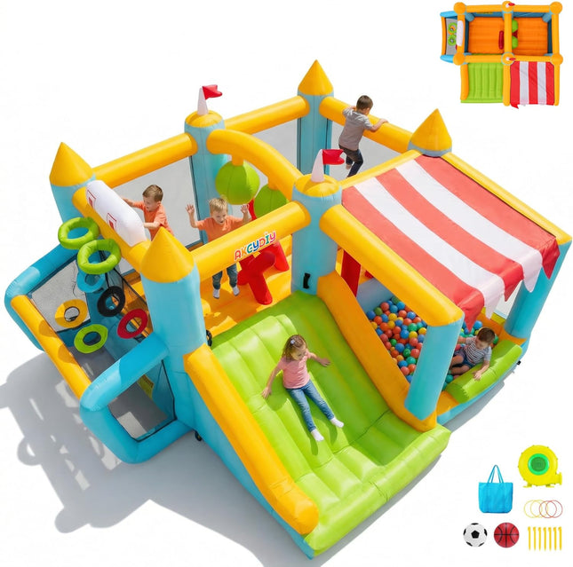 AKEYDIY Bounce House, Inflatable Obstacle Course Bouncy House with Blower for Big Kids 3-12 Akeydiy