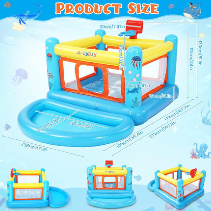 AKEYDIY Bounce House, PVC Inflatable Bounce House for Kids 3-6 | Indoor Outdoor Toddler Bouncy House
