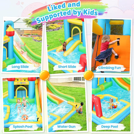 AKEYDIY Inflatable Swimming Bounce House Water Slides, 13FTx12.5FT Extra Large Waterslide Jumping Castle with Kids Deep Pool 