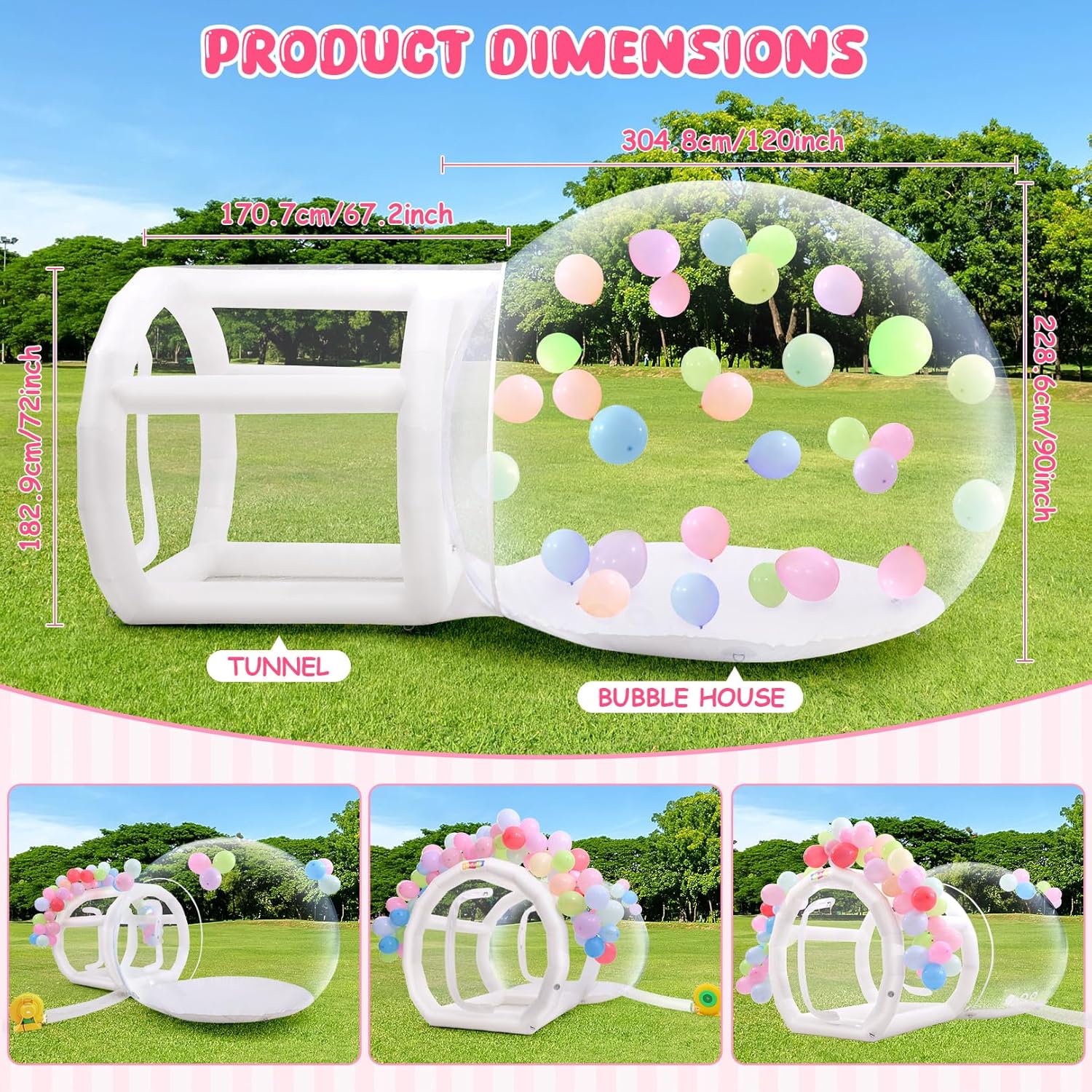 AKEYDIY Bubble Balloon House for Kids Adults 10FT Bubble House Dome Inflatable Akeydiy