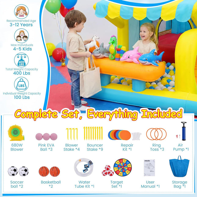 AKEYDIY Bounce House, Double Water Slide Bounce House with Blower for Big Kids 3-12