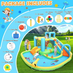 Big Water Slide for Kids 13-in-1 Waterslide Bounce House w/Blower Akeydiy
