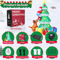 AKEYDIY 7.7 FT Inflatable Christmas Tree with A Santa Chased by Dog Inflatable Christmas Decorations Outdoor Akeydiy
