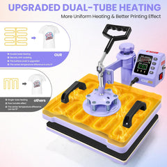 AKEYDIY Heat Press, 15x12 Shirt Press Machine with Cup/Plate/Cap Attachment Akeydiy