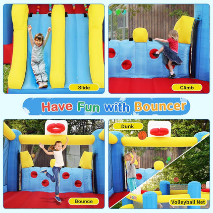 AKEYDIY Inflatable Bounce House, Outdoor Indoor Bouncy House with Blower for Kids - detail view