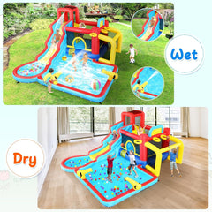 AKEYDIY Water Slide Bounce House,10-in-1 Water Bounce House Backyard Waterpark with Long Water Slide AKEYDIY