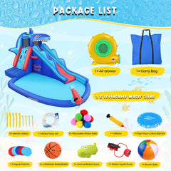 AKEYDIY Inflatable Water Slide, Shark Bounce House with Slide Akeydiy