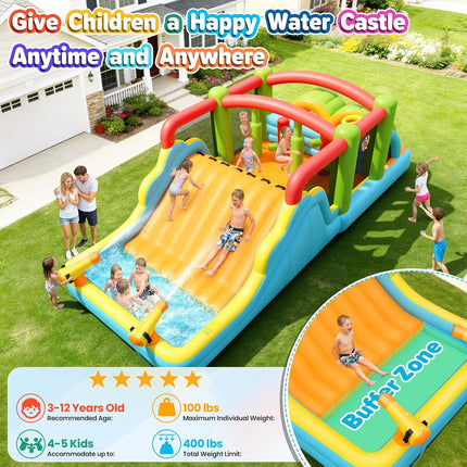 AKEYDIY Inflatable Water Slide Bounce House– Heavy Duty Obstacle Course Water Bounce House Combo with Long Slide