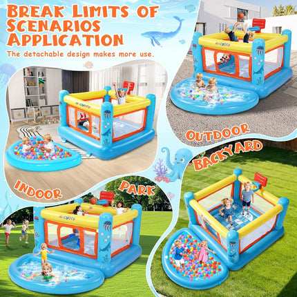 AKEYDIY Bounce House, PVC Inflatable Bounce House for Kids 3-6 | Indoor Outdoor Toddler Bouncy House