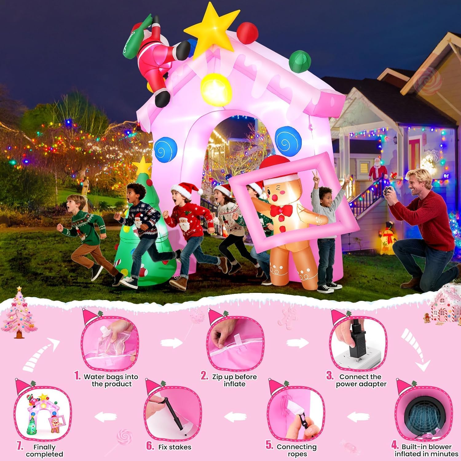 10FT Christmas Inflatables Archway with Santa Claus,Snowman & Christmas Akeydiy