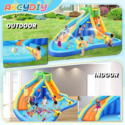 AKEYDIY Inflatable Water Slide Crocodile Cove Bounce House - lifestyle shot