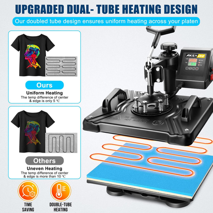 AKEYDIY 5 in 1 Heat Press Machine for t Shirts Professional Swing Away Heat Press Digital Combo - side angle