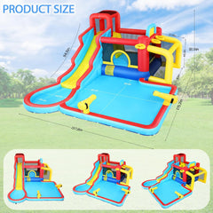 AKEYDIY Water Slide Bounce House,10-in-1 Water Bounce House Backyard Waterpark with Long Water Slide AKEYDIY