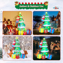 AKEYDIY 7.7 FT Inflatable Christmas Tree with A Santa Chased by Dog Inflatable Christmas Decorations Outdoor Akeydiy