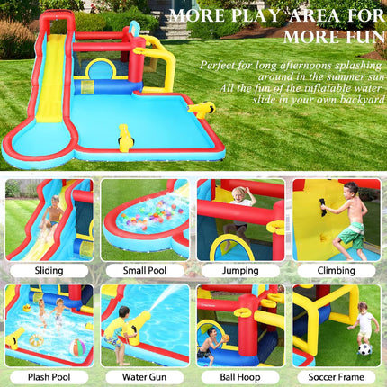 AKEYDIY Water Slide Bounce House,10-in-1 Water Bounce House Backyard Waterpark with Long Water Slide AKEYDIY