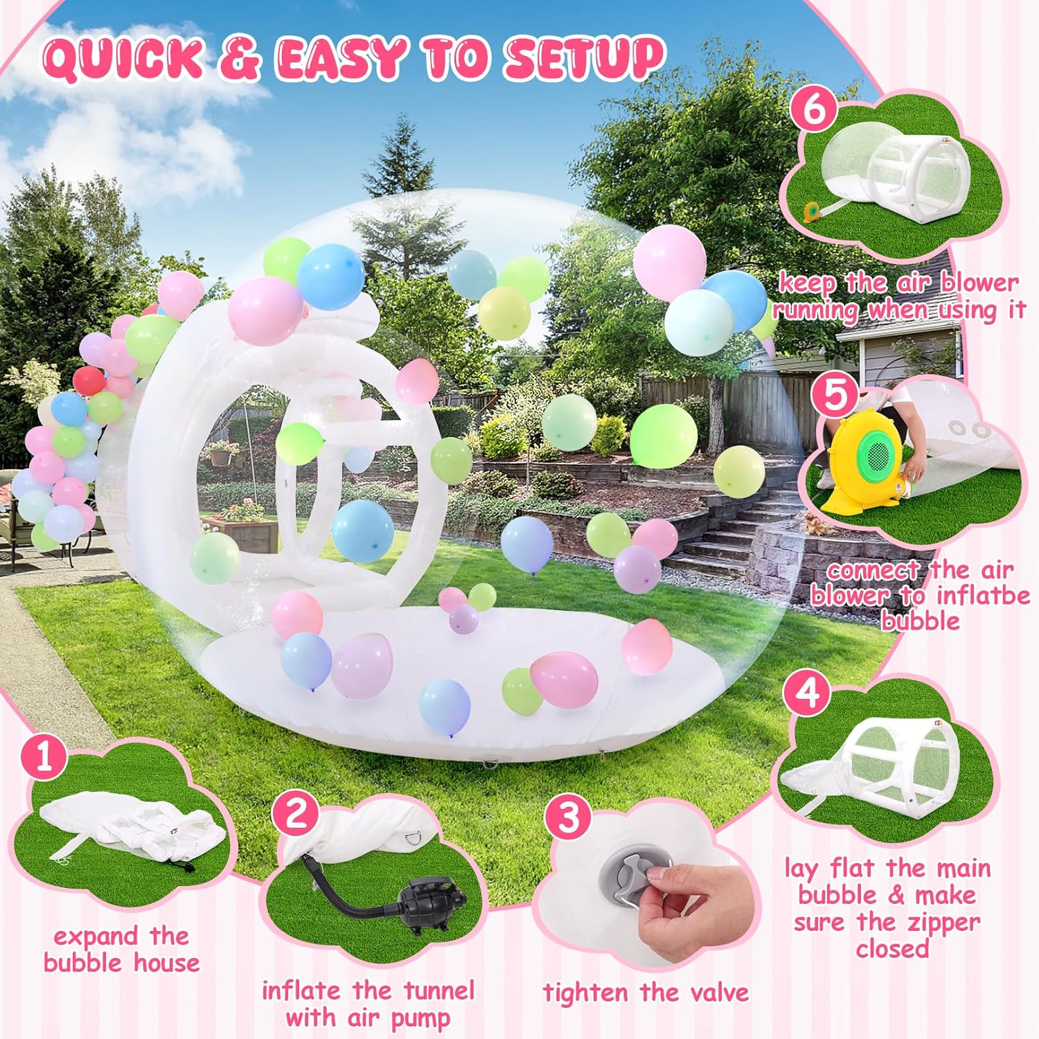 AKEYDIY Bubble Balloon House for Kids Adults 10FT Bubble House Dome Inflatable Akeydiy