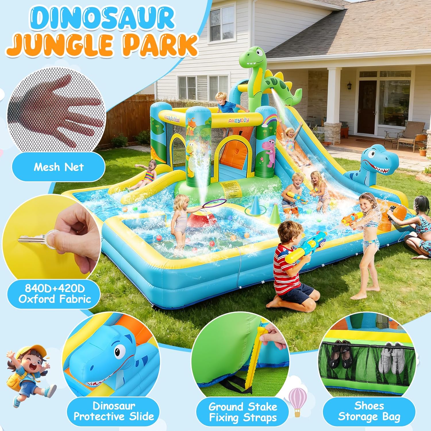 AKEYDIY Inflatable Water Slide Akeydiy