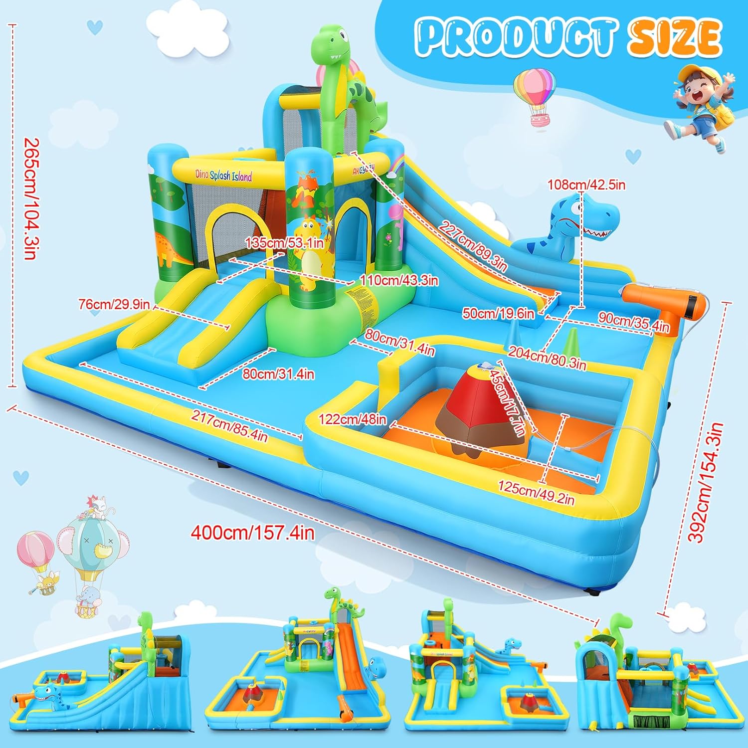 AKEYDIY Inflatable Water Slide Akeydiy