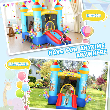 AKEYDIY Bounce House for Kids 3-8,Inflatable Bouncy Castle with Blower - package contents