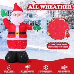 6 FT Christmas Inflatable Santa Claus Outdoor Decorations Built-in LED Light Blow Up Weatherproof Akeydiy