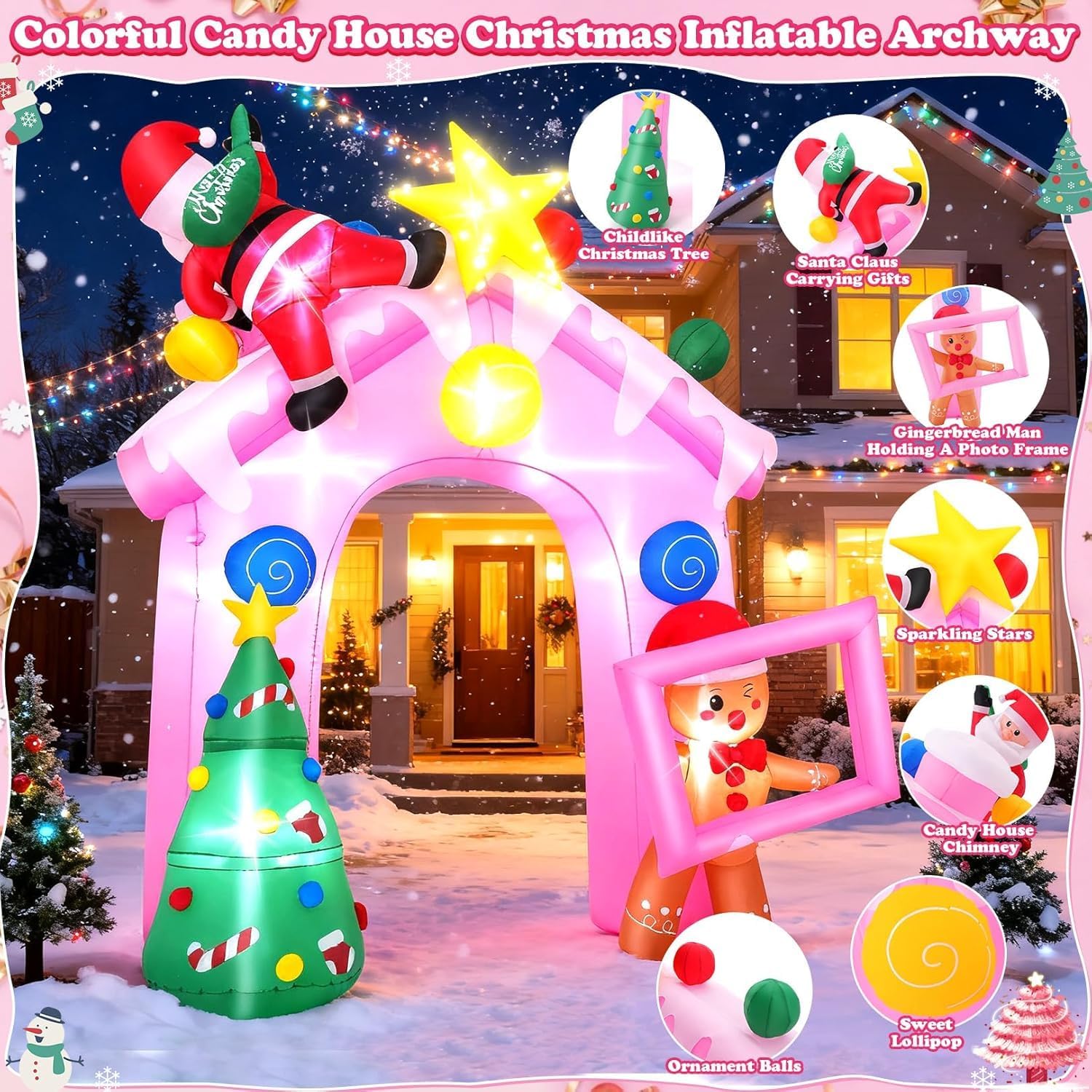 10FT Christmas Inflatables Archway with Santa Claus,Snowman & Christmas Akeydiy