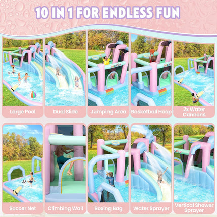 AKEYDIY Inflatable Bounce House Double Slides for Kids, Giant Bounce Castle 21.3FT x14.7FT with Pool Akeydiy