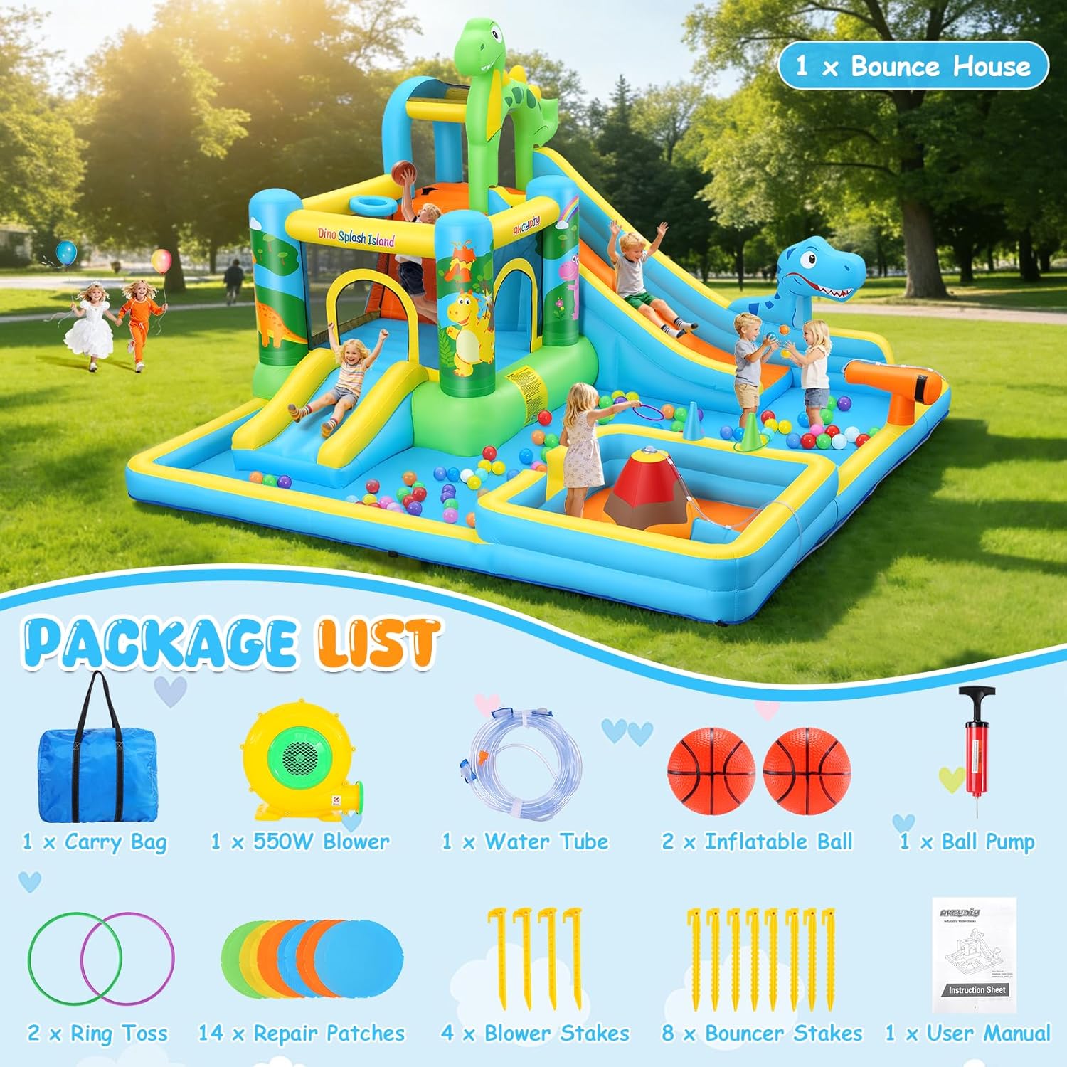 AKEYDIY Inflatable Water Slide Akeydiy
