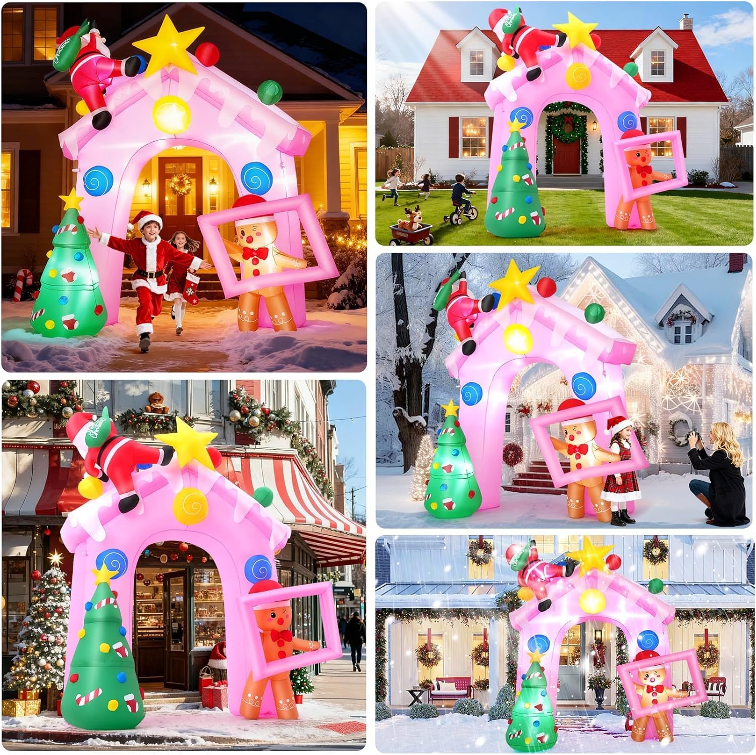 10FT Christmas Inflatables Archway with Santa Claus,Snowman & Christmas Akeydiy