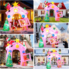 10FT Christmas Inflatables Archway with Santa Claus,Snowman & Christmas Akeydiy