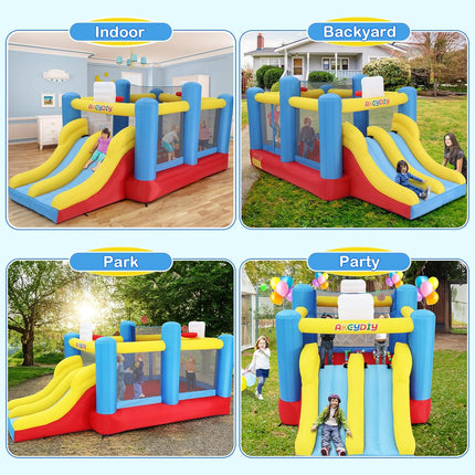 AKEYDIY Inflatable Bounce House, Outdoor Indoor Bouncy House with Blower for Kids - features closeup