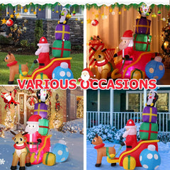 AKEYDIY 6 FT Christmas Inflatable Yard Decorations Outdoor, Blow Ups Santa Claus Reindeer on Sleigh with Gift Boxes Akeydiy