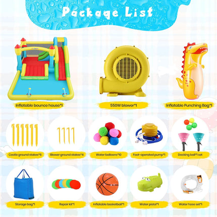 AKEYDIY Bounce House Water Slide for Kids 3-12 - Outdoor/Indoor Inflatable Water Bounce House with 3 Slides Akeydiy