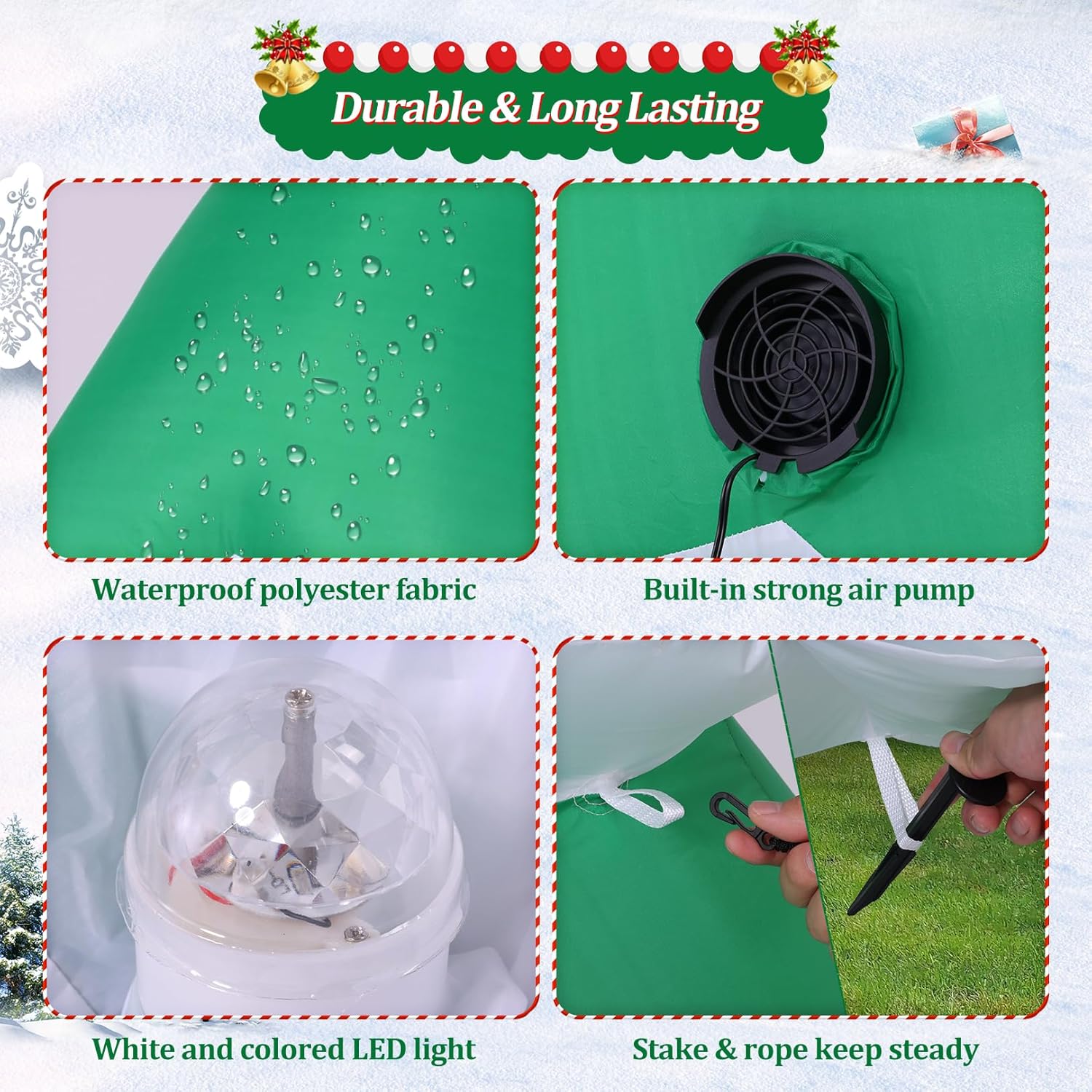 AKEYDIY 7.7 FT Inflatable Christmas Tree with A Santa Chased by Dog Inflatable Christmas Decorations Outdoor Akeydiy