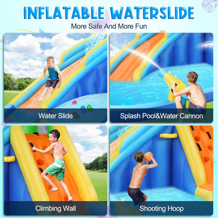 AKEYDIY Inflatable Water Slide Crocodile Cove Bounce House - side angle