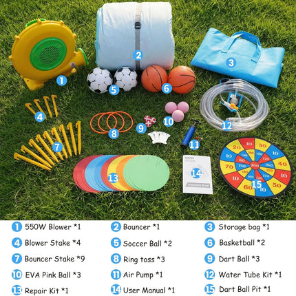 AKEYDIY Bounce House, Double Water Slide Bounce House with Blower for Big Kids 3-12