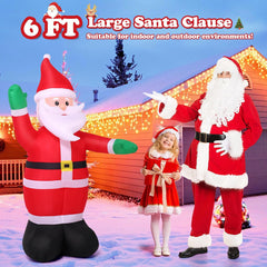 6 FT Christmas Inflatable Santa Claus Outdoor Decorations Built-in LED Light Blow Up Weatherproof Akeydiy