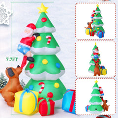 AKEYDIY 7.7 FT Inflatable Christmas Tree with A Santa Chased by Dog Inflatable Christmas Decorations Outdoor Akeydiy