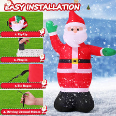 6 FT Christmas Inflatable Santa Claus Outdoor Decorations Built-in LED Light Blow Up Weatherproof Akeydiy