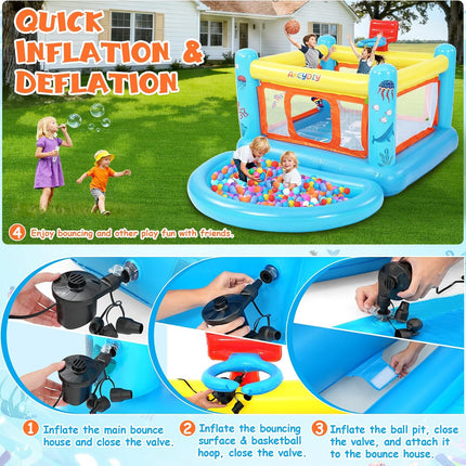 AKEYDIY Bounce House, PVC Inflatable Bounce House for Kids 3-6 | Indoor Outdoor Toddler Bouncy House