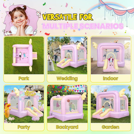 AKEYDIY Bounce House for Kids 3-12, Cotton Candy Inflatable Bouncy Castle with Wings Akeydiy