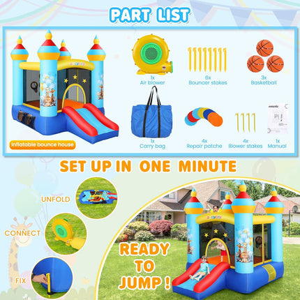 AKEYDIY Bounce House for Kids 3-8,Inflatable Bouncy Castle with Blower - in use