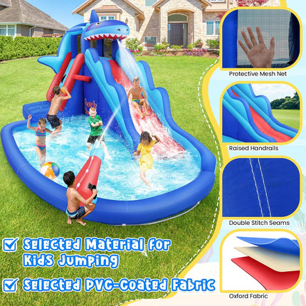 AKEYDIY Inflatable Water Slide, Shark Bounce House with Slide Akeydiy