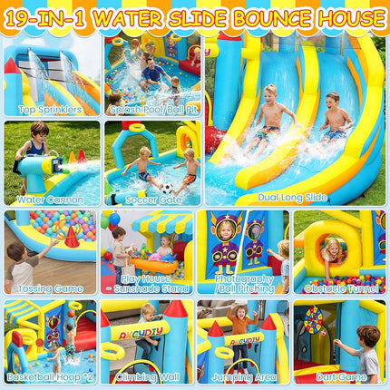 AKEYDIY Bounce House, Double Water Slide Bounce House with Blower for Big Kids 3-12