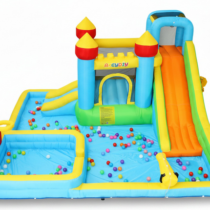 Inflatable Swimming Bounce House Water Slides, 13FTx12.5FT Extra Large Waterslide Jumping Castle with Kids Deep Pool
