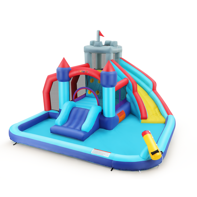 AKEYDIY Inflatable Bounce House with Slide 10 in 1 Kids Bounce House Water Slide Blue Royal Bouncy Castle for Kids Gift