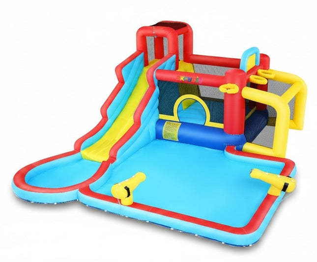 AKEYDIY Water Slide Bounce House,10-in-1 Water Bounce House Backyard Waterpark with Long Water Slide