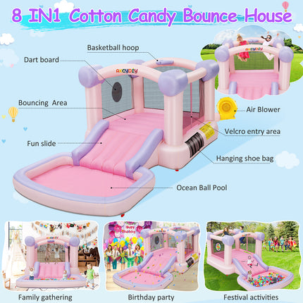 AKEYDIY Bounce House, Pastel Inflatable Bounce House with Slide - features closeup