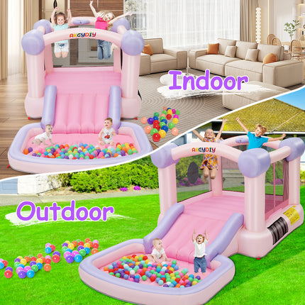 AKEYDIY Bounce House, Pastel Inflatable Bounce House with Slide - package contents