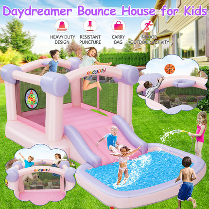 AKEYDIY Bounce House, Pastel Inflatable Bounce House with Slide - lifestyle shot